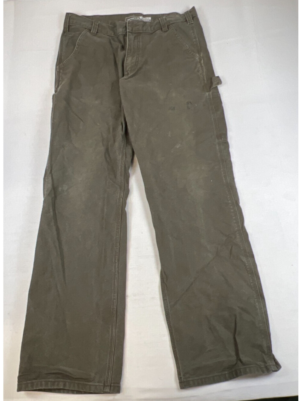Carhartt Men 35x34 Relaxed Fit Duck Utility Work Pants Tarmac Green Stretch